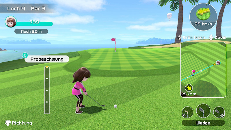 Eine Spielfigur spielt Golf
