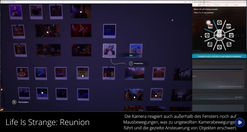 Screenshot von Life is Strange Reunion. Es ist ein Screenshot von einem Video zu den Kamerabewegungen.